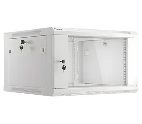 Lanberg WF01-6606-10S šedá / Nástěnný rozvaděč / 19" / 6U / 600×600 mm / prosklené dveře / flat pack