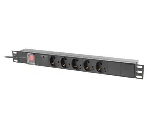 Lanberg Napájecí distribuční jednotka (PDU) 19" 1U černá / PDU / 16A / 5x SCHUKO / 2 m