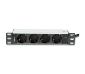 Techly 100464 / Zásuvkový panel do racku / 1U / 4x Schuko / 250V/16A / 1,8 m