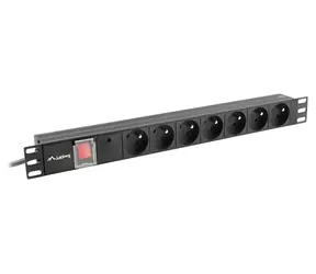 Lanberg PDU do racku černá / PDU / 19" 1U / 7x French / 16A / 2m
