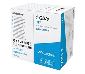Lanberg UTP kabel drát šedý / CCA / 100 m / 1000 Mb/s