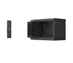 Lanberg WF03 6U černá / Nástěnný rozvaděč / 19" / 540×350 mm / skleněné dveře / flat pack
