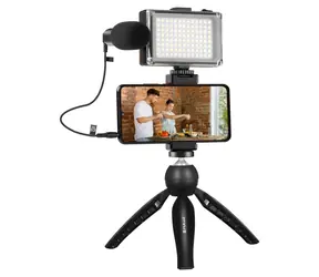 Puluz PKT3132B / Sada pro živé vysílání / Stativ / LED světlo / Mikrofon / Svorka na telefon