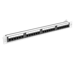 Lanberg šedý / Patch panel / 24 portů / RJ-45 / CAT6A / UTP / 1U / 19"