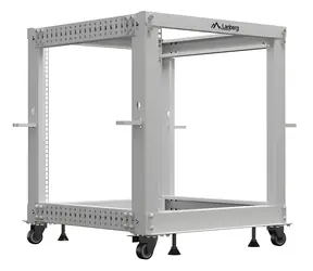 Lanberg Open Rack 12U šedá / Stojanový rack / 600×600 mm / hloubka 576-1034 mm / nosnost 600 kg