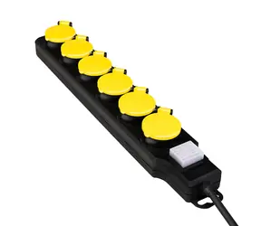 LogiLink prodlužovací kabel 6x zásuvka IP44 černo-žlutá / Prodlužovací kabel / 6 zásuvek / 1,5 m / 16 A / 3600 W