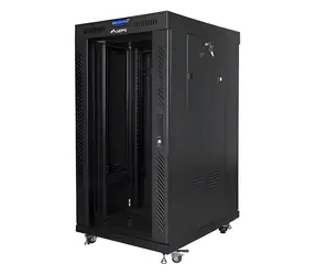 Lanberg 22U 19" černý / Stojanový rozvaděč / 600x800 mm / Flat pack / Skleněné dveře
