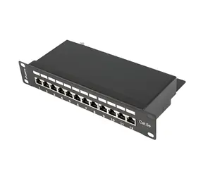 Lanberg 10" FTP 1U černá / Patch panel / 12 portů / kat. 5E / stíněný