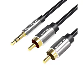 Vention BCFBD 3,5mm jack-2xRCA černá / Audio kabel / 0,5 m / pozlacený konektor