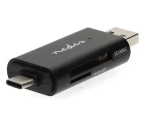 Nedis CRDRU2110BK Černá / Čtečka karet / Vše v Jednom / USB-C / USB-A / USB 2.0
