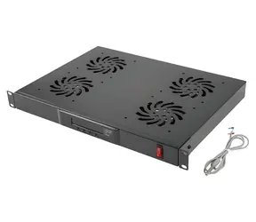 Lanberg 19" Ventilační jednotka černá / Ventilační jednotka / 4x ventilátor / LCD displej / Termostat / 230V