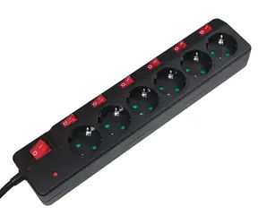 LogiLink LPS233 černá / Prodlužovací kabel / 6x zásuvka / 1,5 m / 230V-16A / LED kontrolka