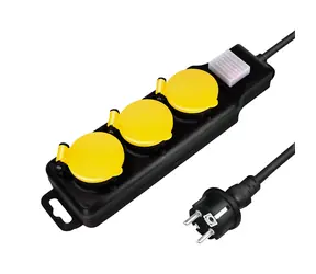 LogiLink Venkovní prodlužovací kabel černo-žlutá / Prodlužovací kabel / 3 zásuvky / IP44 / 1,5 m / 230V/16A