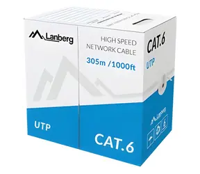 Lanberg Instalační kabel Cat6 UTP šedá / Instalační kabel / 305 m / CU / CPR / Fluke Passed
