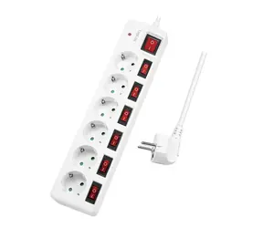 LogiLink Prodlužovací kabel 6x zásuvka bílá / Prodlužovací kabel / 1,5 m / 230V-16A / vypínače