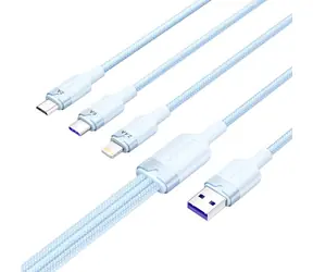 Vention CTRLG modrá / Kabel USB-A na USB-C, Lightning, Micro-B / 6A / 120W / 1,5 m
