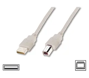 Digitus USB kabel A/samec-B/samec béžový 3m / PC kabel USB / 2x stíněný