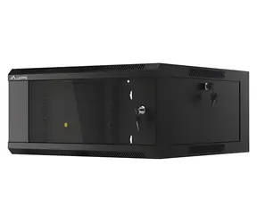 Lanberg WFFA 4U černá / Nástěnný rozvaděč / 19" / 570×600 mm / skleněné dveře / rychlá montáž