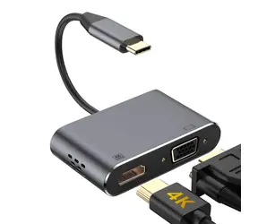 Platinet adaptér USB-C na HDMI a VGA / Adaptér / 4K 30Hz