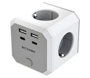 BlitzWolf BW-EC2 / Napájecí kostka / 4x AC / 2x USB-A / 2x USB-C / 4000W