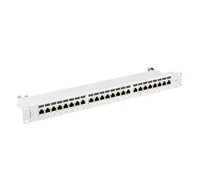 Lanberg šedý / Patch panel / 24 portů / RJ-45 / CAT7 / FTP stíněný / 1U / 19"
