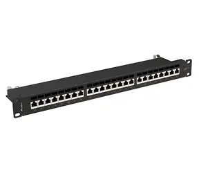 Lanberg Patch panel 24 portů 1U 19" černý / Patch panel / Kat.7 FTP stíněný / RJ-45 / IDC/LSA
