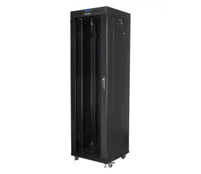Lanberg FF01-6642-12BL černý / Stojanový rozvaděč / 19" / 42U / 600x600 mm / skleněné dveře / LCD / Flat pack