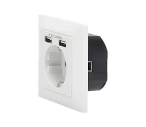 Digitus Zásuvka pod omítku s 2 USB porty bílá / Zásuvka / Vestavěné USB nabíjení