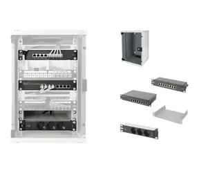 Digitus síťová sada 10" světle šedá / Rack skříň 9U / 8portový switch / CAT6 patch panel / PDU