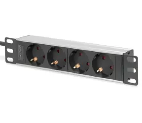 Digitus 10" zásuvkový pás s hliníkovým profilem / Zásuvkový panel do racku / 4x zásuvka / hliník