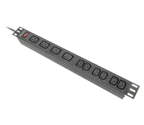 Lanberg PDU černá / Zásuvková lišta do racku / 1U / 19" / 4x IEC C19 + 6x IEC C13 / IEC C20 / 16 A / 2 m