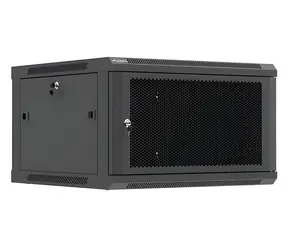 Lanberg nástěnný rozvaděč 19" 6U 600×600 černá / Nástěnný rozvaděč / Perforované dveře / Flat pack