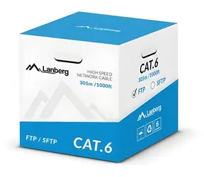 Lanberg FTP kabel Cat6 šedý / Instalační kabel / Cu / PVC / 305 m / CPR / Fluke Passed