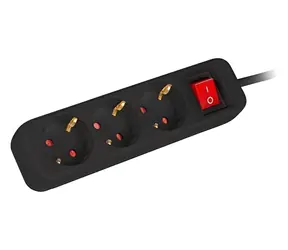 Lanberg napájecí lišta 3x Schuko černá / Napájecí lišta / vypínač / měděný kabel / 1,5 m