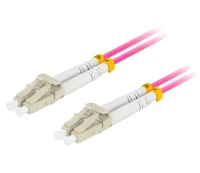 Lanberg optický patch kabel magenta 1 m / Optický patch kabel / LC/UPC-LC/UPC / Duplex / OM4 50/125 / LSZH
