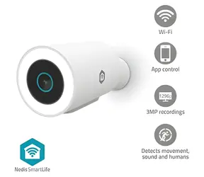 Nedis WIFICO15CWT bílá / Chytrá venkovní kamera / Wi-Fi / SmartLife / 3MP Full HD 1296p / IP65 / Snímač pohybu