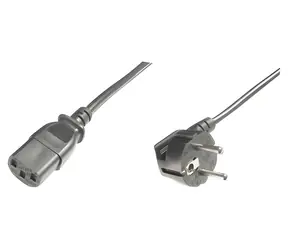 Digitus napájecí kabel CEE 7/7 pravoúhlý-C13 černý / Napájecí kabel / 0,75m / H05VV-F3G 0.75mm2