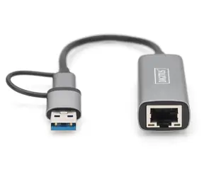Digitus USB-C - RJ45 šedá / Síťový adaptér / 2,5G Ethernet / USB 3.2 Gen 1 / redukce na USB-A