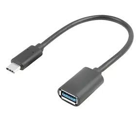 Lanberg USB-C (M) - USB-A (F) černá / Redukce / USB 3.1 / OTG / 15 cm