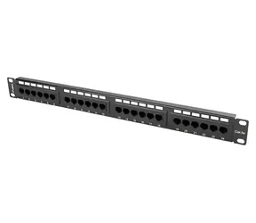 Lanberg 19" 24 portů černý / Patch panel / 1U / CAT.5E / UTP