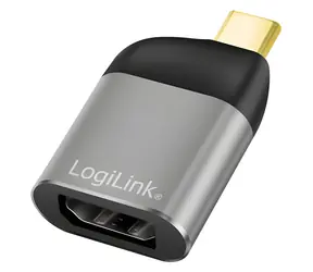 LogiLink USB-C na DisplayPort černo-šedá / Adaptér / USB 3.2 / 8K 60Hz / hliník