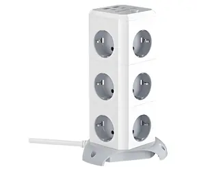 BlitzWolf BW-EC3 / Vertikální prodlužovací kabel / 12 zásuvek / 2x USB-A + 2x USB-C / 1,8 m