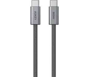 Aukey kabel USB-C - USB-C 1.8 m šedá / Kabel / USB-C - USB-C / 1.8 m