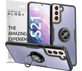 Alogy Ring Holder Clear Armor S21+ černá / Pouzdro pro Samsung Galaxy S21+ / čirý zadní kryt / držák na prst