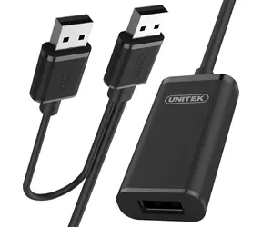 Unitek Y-279 černá / Prodlužovací kabel USB-A - USB-A / USB 2.0 / aktivní zesilovač / 20 m