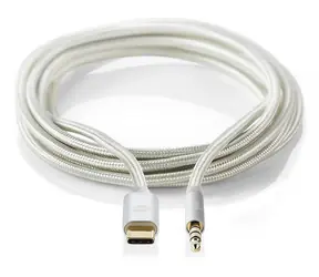 Nedis Profigold USB-C - 3,5mm jack stříbrná / Redukce / nylonový opletenec / 1 m