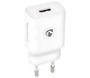 Nedis síťová nabíječka USB-A bílá / Síťová nabíječka / 12 W / 5 V / 2,4 A / rychlé nabíjení