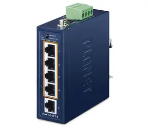 Planet ISW-504PT-E / Switch průmyslový / 1x 10/100 RJ45 / 4x 10/100 PoE+ / 802.3at 120W / -40 až 75 °C / IP40