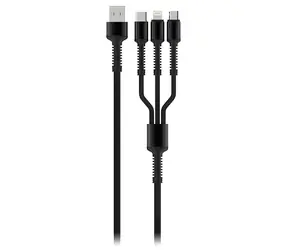 Colorway Nabíjecí kabel 3v1 šedivá / Nabíjecí kabel / USB-A (M) - Lightning & Micro-USB & USB-C / 4 A / Nylon / 1,2 m