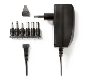 Nedis Univerzální napájecí adaptér černá / Napájecí adaptér / 27 W / 3–12 V DC / 6 konektorů / 100–240 V AC / 1,8 m